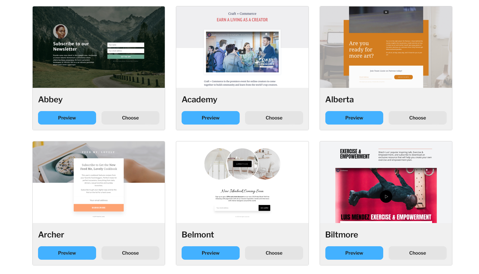 landing page examples from Kit